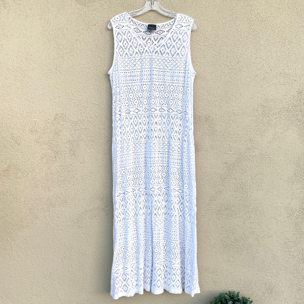 PERSONA by Marina Rinaldi white lace dress crochet maxi sleeveless coverup long - Picture 11 of 11